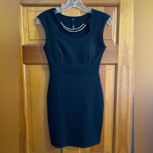Little black dress with gold neckline detail!